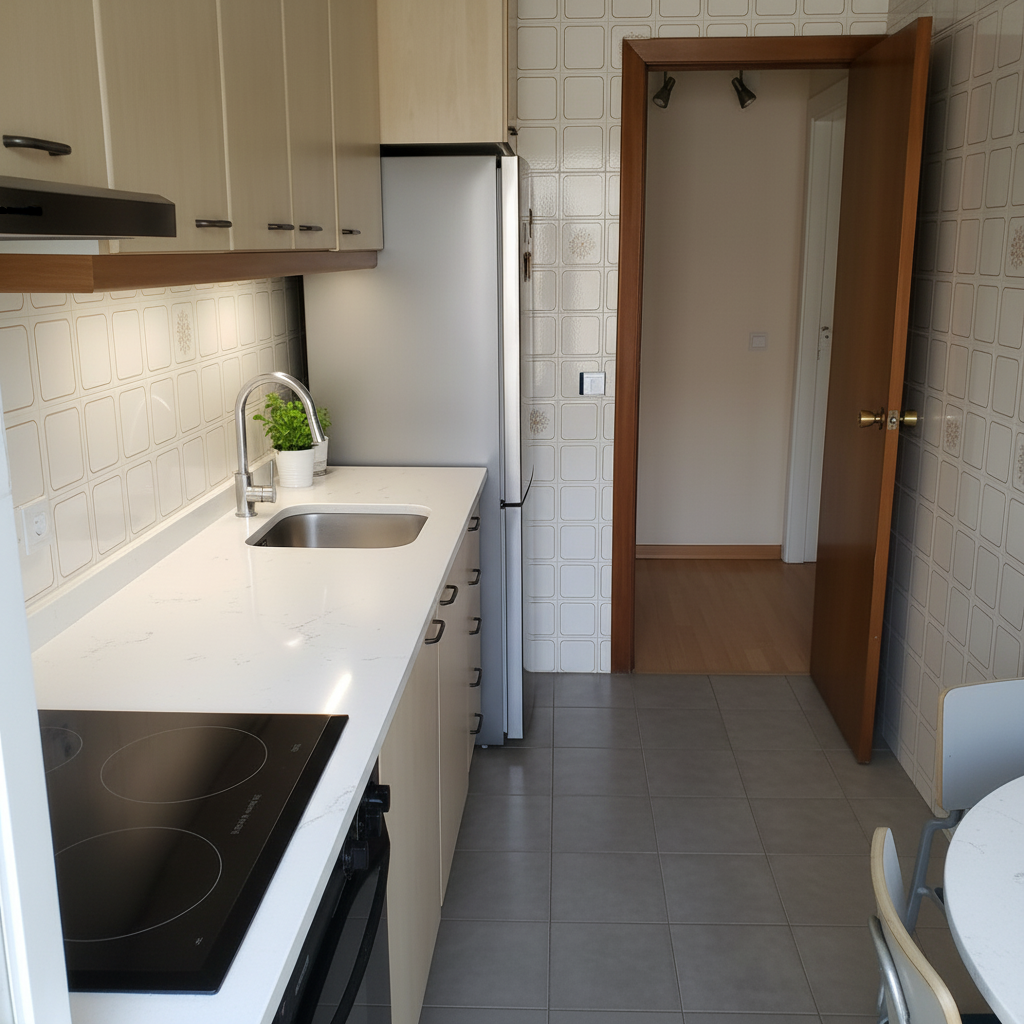 Reforma de cocina moderna con aire retro en Godella